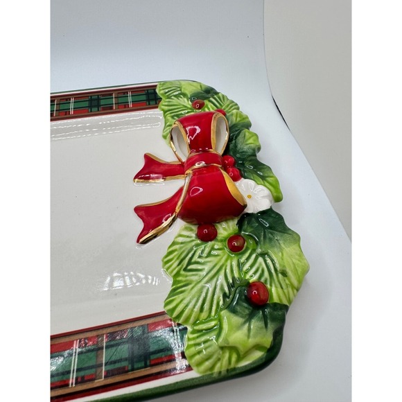Spode Christmas Tree Ribbons Rectangular Platter Collectors Ceramic - Picture 5 of 8